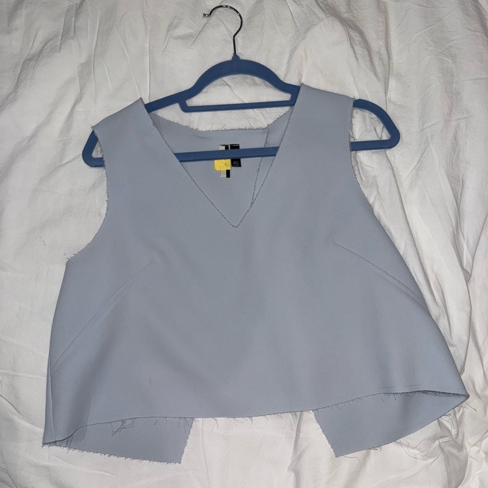 Topshop Light Blue V-Neck Crop Top
